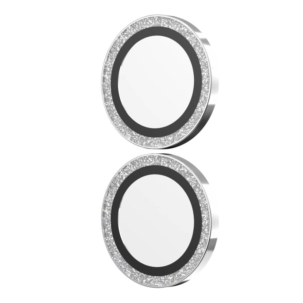 ZAGG Luxury Camera Rings Silver Glitter (Suits iPhone 16/ 16 Plus) - Silver