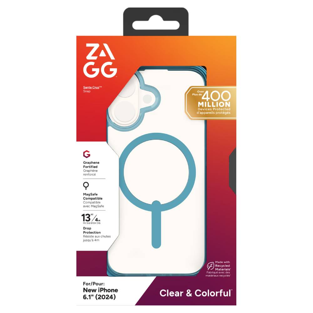 ZAGG Santa Cruz Snap MagSafe Case (Suits iPhone 16) - Retro Blue