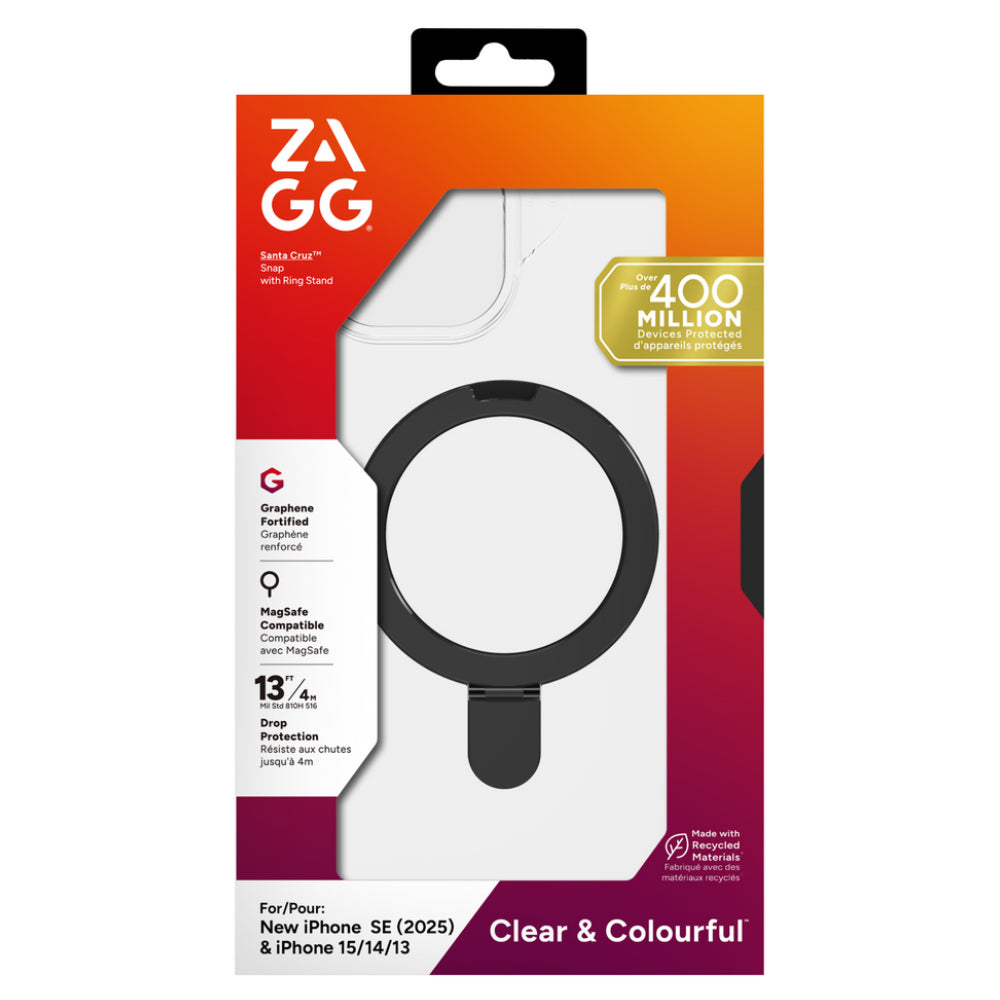 ZAGG Santa Cruz Snap Stand Magsafe Case (Suits iPhone 16e/15/14/13) - Black