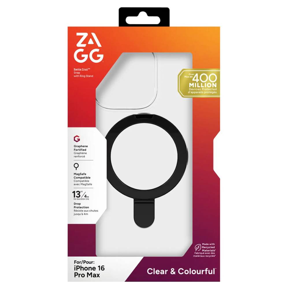ZAGG Santa Cruz Snap Ring Stand Case (Suits iPhone 16 Pro Max) - Clear