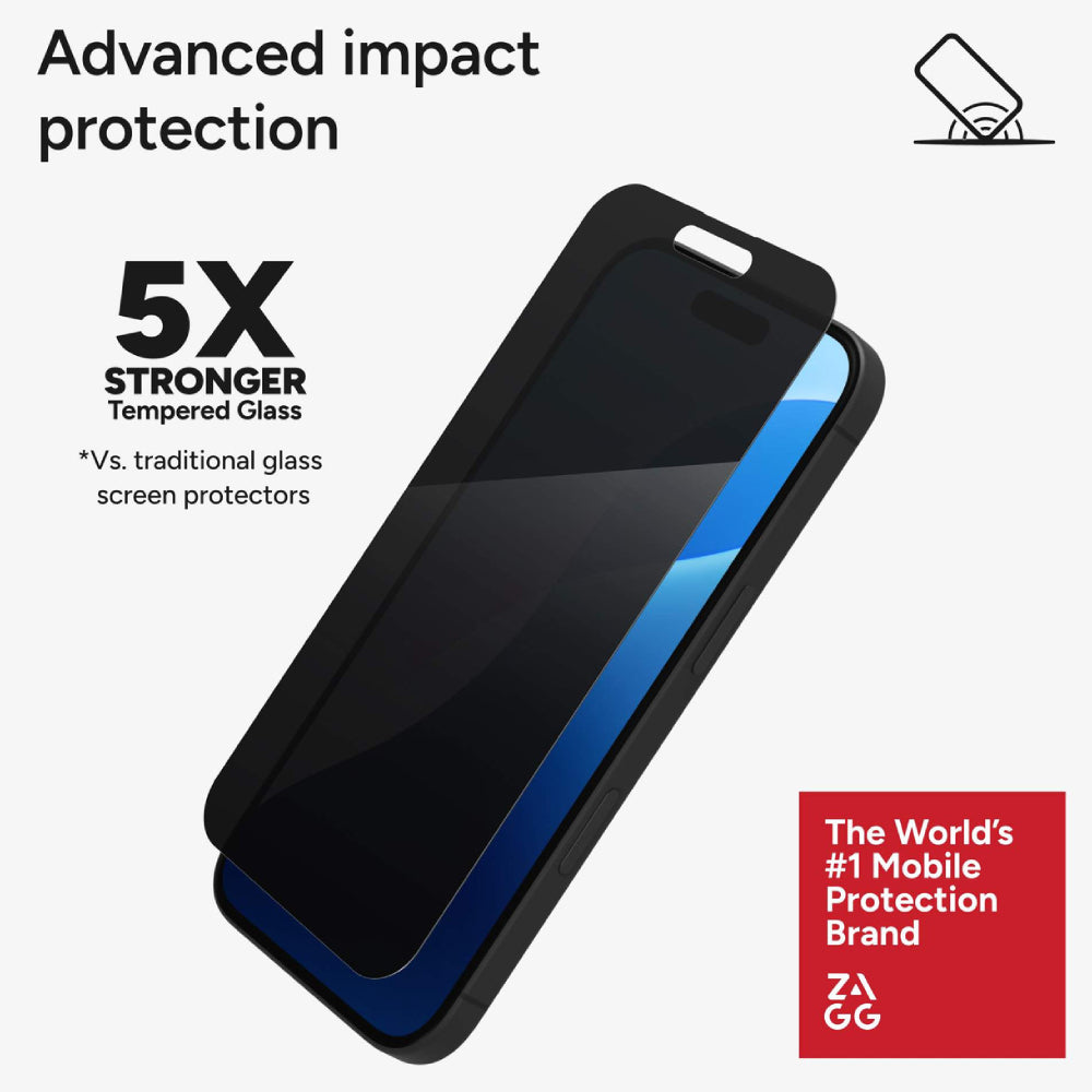 ZAGG Glass Elite 4-Way Privacy Screen Protector (Suits iPhone 16 Plus)