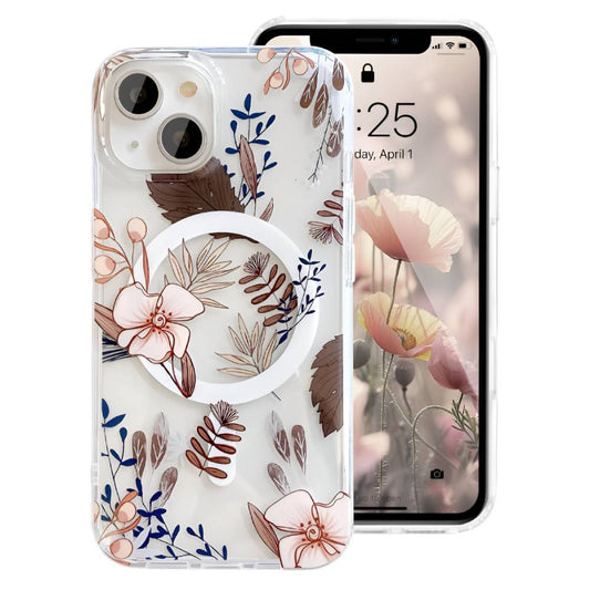 Soka Flower MagSafe Case (Suits iPhone 15) - Brown Flower