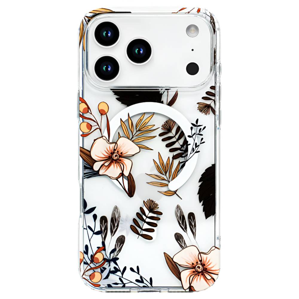 Soka Flower MagSafe Case (Suits iPhone 17 Pro Max) - Brown Flower